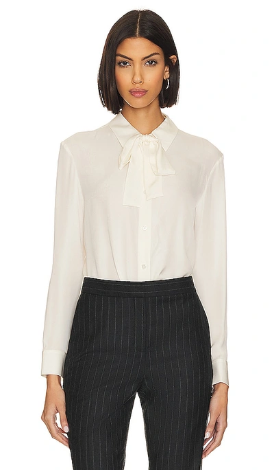 Shop Theory Wide Tie Neck Blouse In Ivory