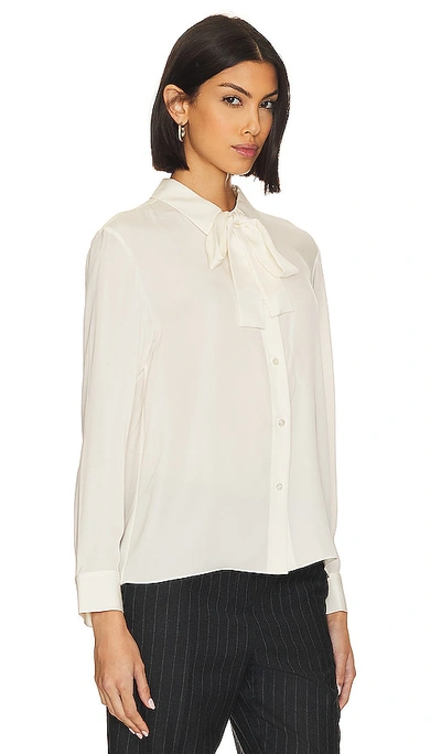 Shop Theory Wide Tie Neck Blouse In Ivory