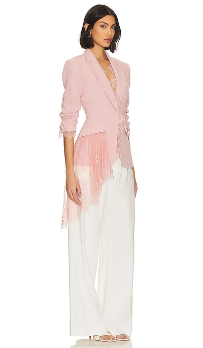 Cinq À Sept Keeves Scrunched-sleeve Lace Embellished Blazer In Rosy ...