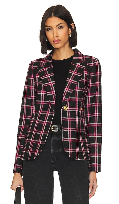 Shop Smythe Patch Pocket Duchess Blazer In Pink & Black Plaid