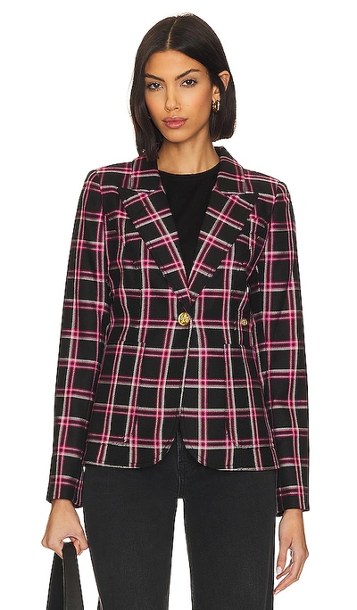 Shop Smythe Patch Pocket Duchess Blazer In Pink & Black Plaid