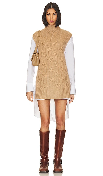 Shop Autumn Cashmere Chunky Cable Sleeveless Tunic In Camel