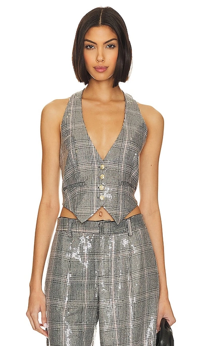 Shop Retroféte Haddy Vest In Grey Plaid