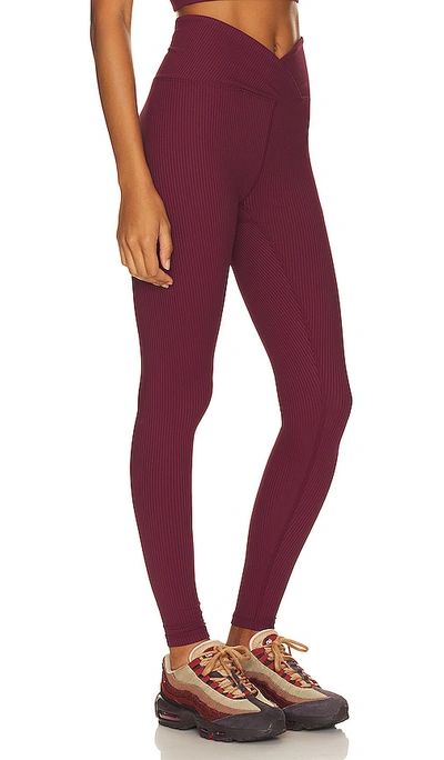 Shop Year Of Ours Ribbed Veronica Legging In Burgendy