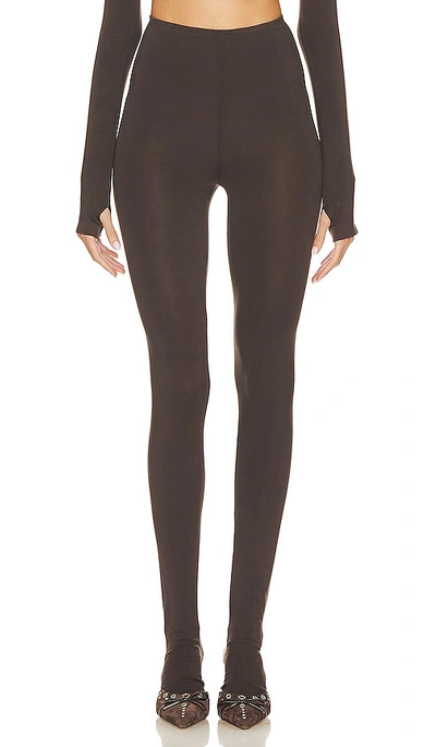 Shop Norma Kamali Legging With Footie In Chocolate