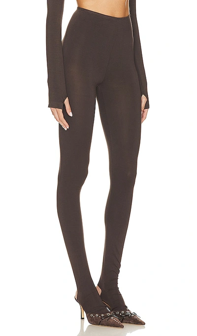 Shop Norma Kamali Legging With Footie In Chocolate