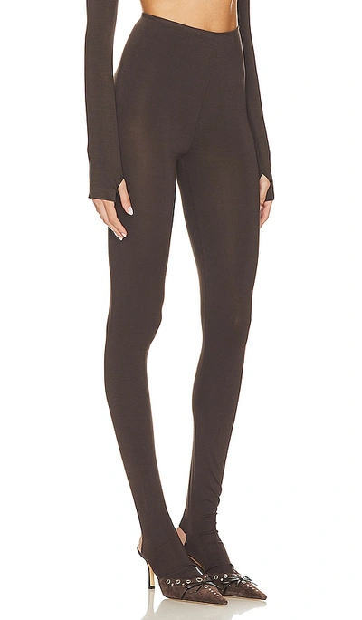Norma Kamali Stretch Footie Leggings In Chocolate