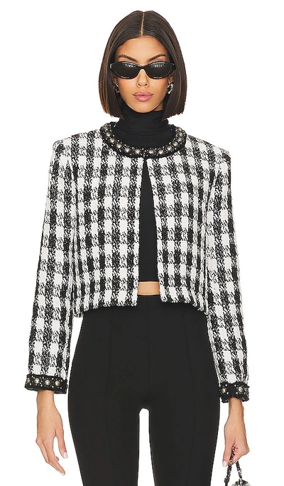Shop Alice And Olivia Deon Two-fer Seperating Box Jacket In Black,white