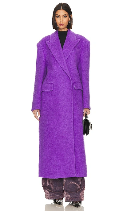 Shop Msgm Wool Coat In Purple