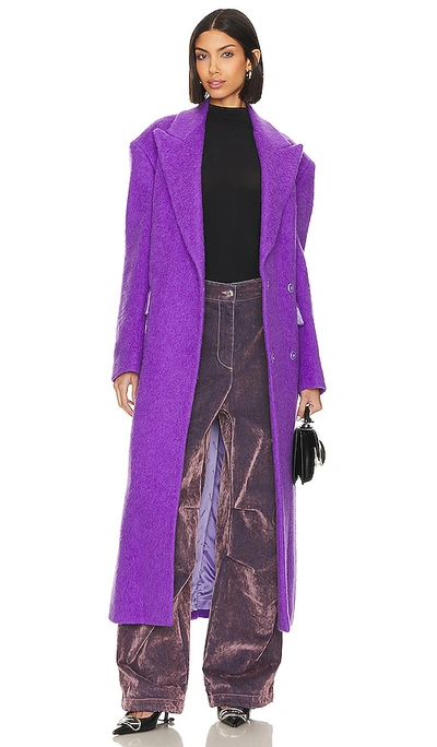 Shop Msgm Wool Coat In Purple