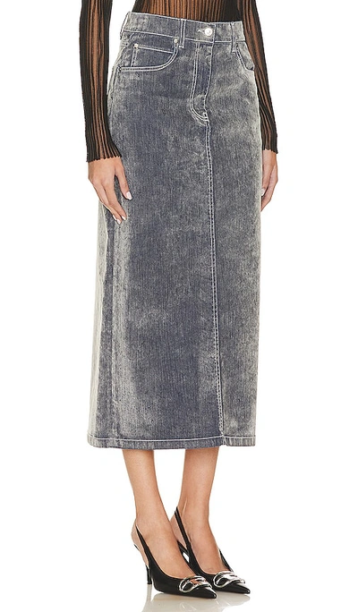 Shop Msgm Denim Skirt In Grey