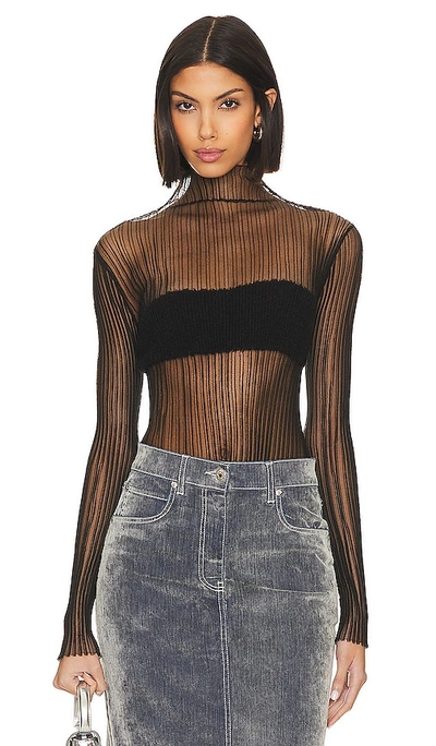 Shop Msgm Ribbed Top In Black