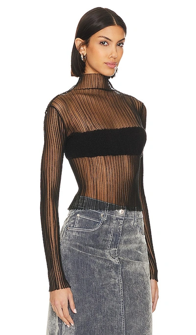 Shop Msgm Ribbed Top In Black