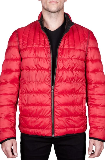 Missani Le Collezioni Reversible Leather Puffer Jacket In Black/ Red