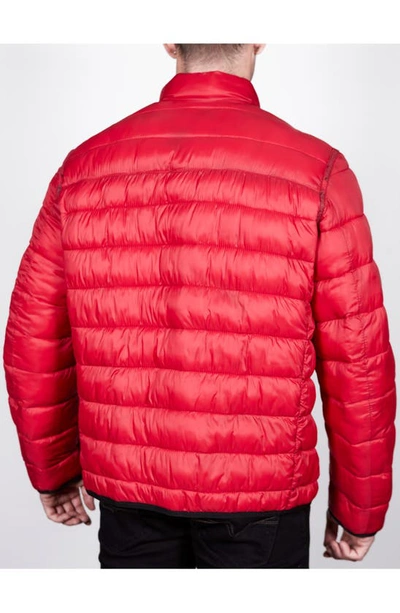 Missani Le Collezioni Reversible Leather Puffer Jacket In Black/ Red