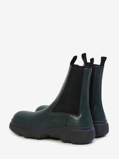 Burberry Chelsea Creeper Leather Ankle Boots In Green