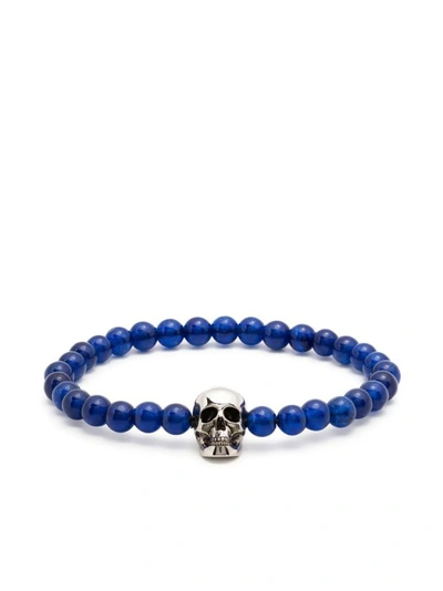 Shop Alexander Mcqueen Skull Charm Bracelet In Blue