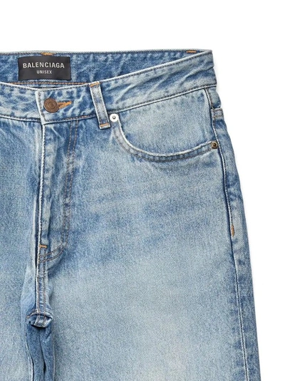 Shop Balenciaga Light Blue Denim Shorts