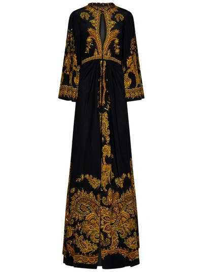 Shop Etro Long Black Silk Dress