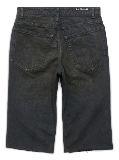 Shop Balenciaga Denim Bermuda Shorts With Cargo Pockets In Black