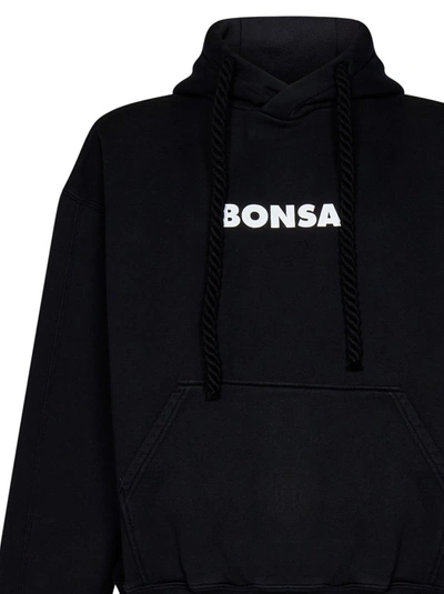 Shop Bonsai Black Boxy-fit Cotton Hoodie