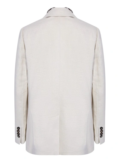 Brunello Cucinelli White Double-breasted Blazer In White