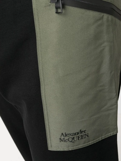 Shop Alexander Mcqueen Cotton Joggers With Contrast Pockets In Black