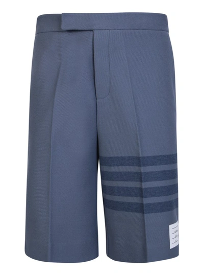 Shop Thom Browne Blue 4 Stripes Shorts In Grey