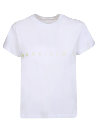 Shop Mm6 Maison Margiela White Cotton T-shirt In Purple