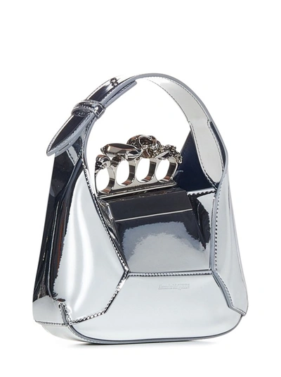 Shop Alexander Mcqueen Silver Metallic Mirror-effect Ecoleather Handbag In Grey
