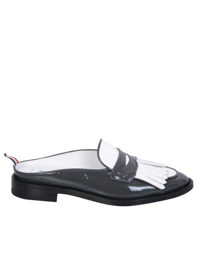 Shop Thom Browne Grey Ballerina Flats