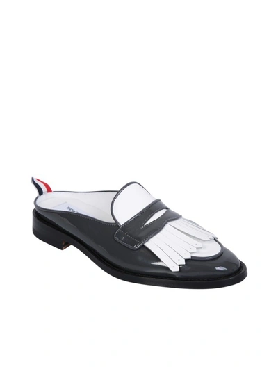 Thom Browne Varsity Penny Loafer With 2 Cm Heel In Grey