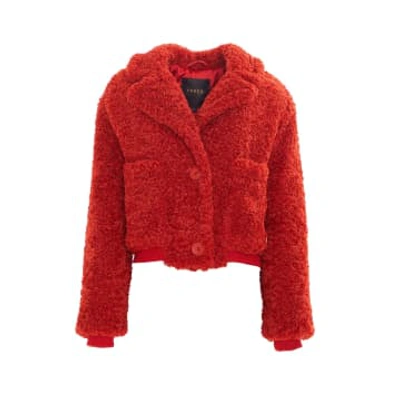 Shop Freed Romeo Cropped Teddy Faux Fur Jacket Red