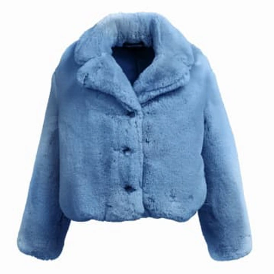 Shop Freed Reece Cropped Faux Fur Ice Blue Jacket