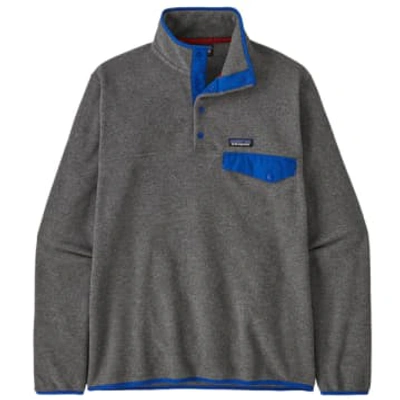 Shop Patagonia Men's Lightweight Synchilla Snap-t Fleece Pullover Nickel W/passage Blue