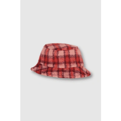 Shop Rino And Pelle Selin Bucket Hat Red Check In Brown