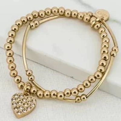 Shop Envy Gold 2 Layer Beaded Bracelet With Diamante Heart