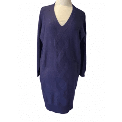 Shop Odyl Design Navy Knitted Dress In Blue