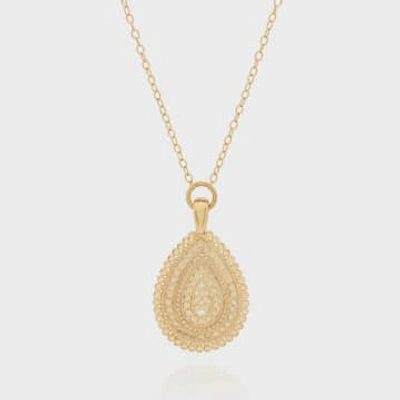 Shop Anna Beck Medallion Scallop Drop Necklace In Gold