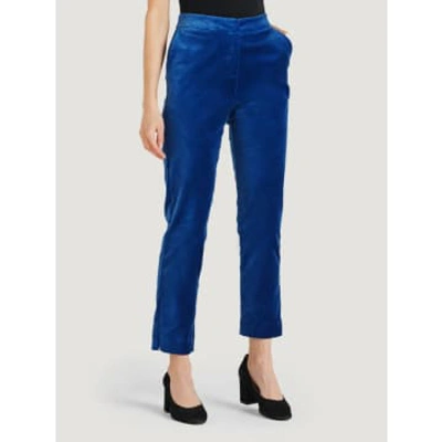 Shop Thought Wwb7688 Alleegra Organic Cotton Velvet Trouser In Dark Sapphire Blue