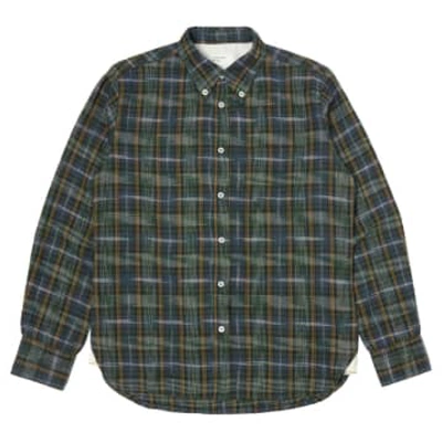 Shop Universal Works Daybrook Shirt Ikat Twill Check Green
