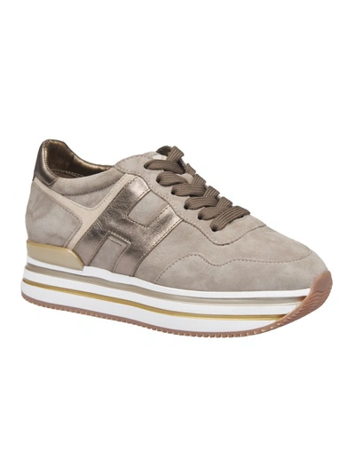 Shop Hogan Taupe Midi Sneakers In Grey