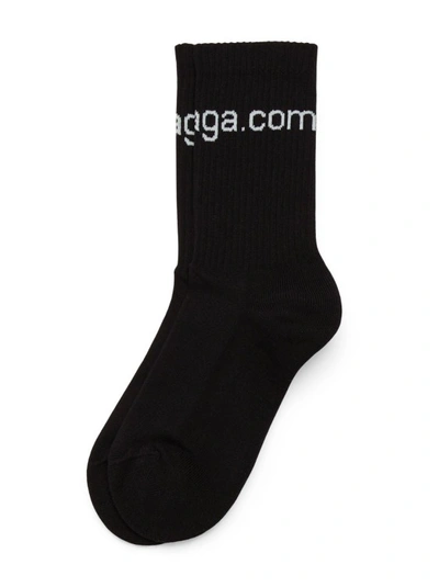 Shop Balenciaga Bal.com Intarsia Knit Socks In Black