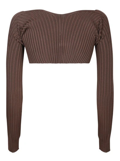 Shop Jacquemus Brown Cropped Cardigan