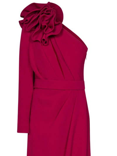 Shop Elie Saab Long One-shoulder Red Dress In Pink