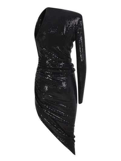 Shop Alexandre Vauthier Black Microcrystal Stretch Jersey Dress