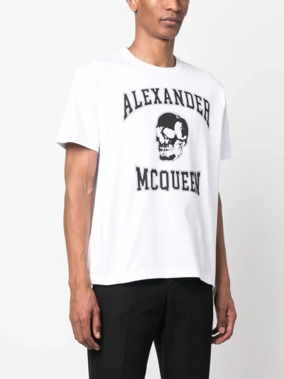 Shop Alexander Mcqueen Skull Logo Print T-shirt In White