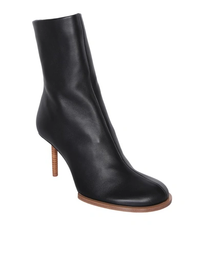Shop Jacquemus Black Leather Ankle Boots