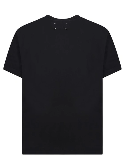 Shop Maison Margiela Black Cotton T-shirt With Embroidered Logo