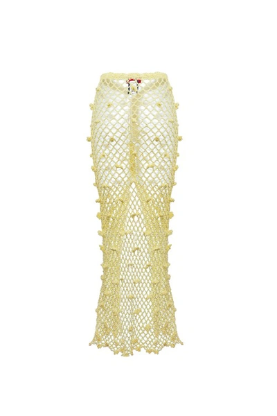 Shop Andreeva Yellow Handmade Crochet Skirt